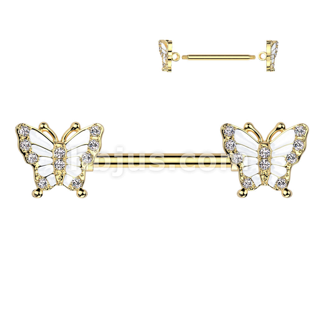 316L Surgical Steel 316L Surgical Steel Nipple Barbell With Pave CZ... - Image 3