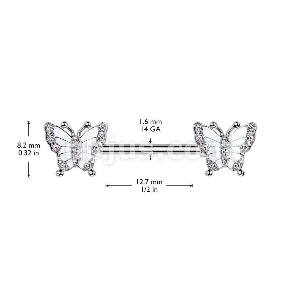 316L Surgical Steel 316L Surgical Steel Nipple Barbell With Pave CZ... - Image 4