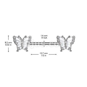 316L Surgical Steel 316L Surgical Steel Nipple Barbell With Pave CZ... - Image 4
