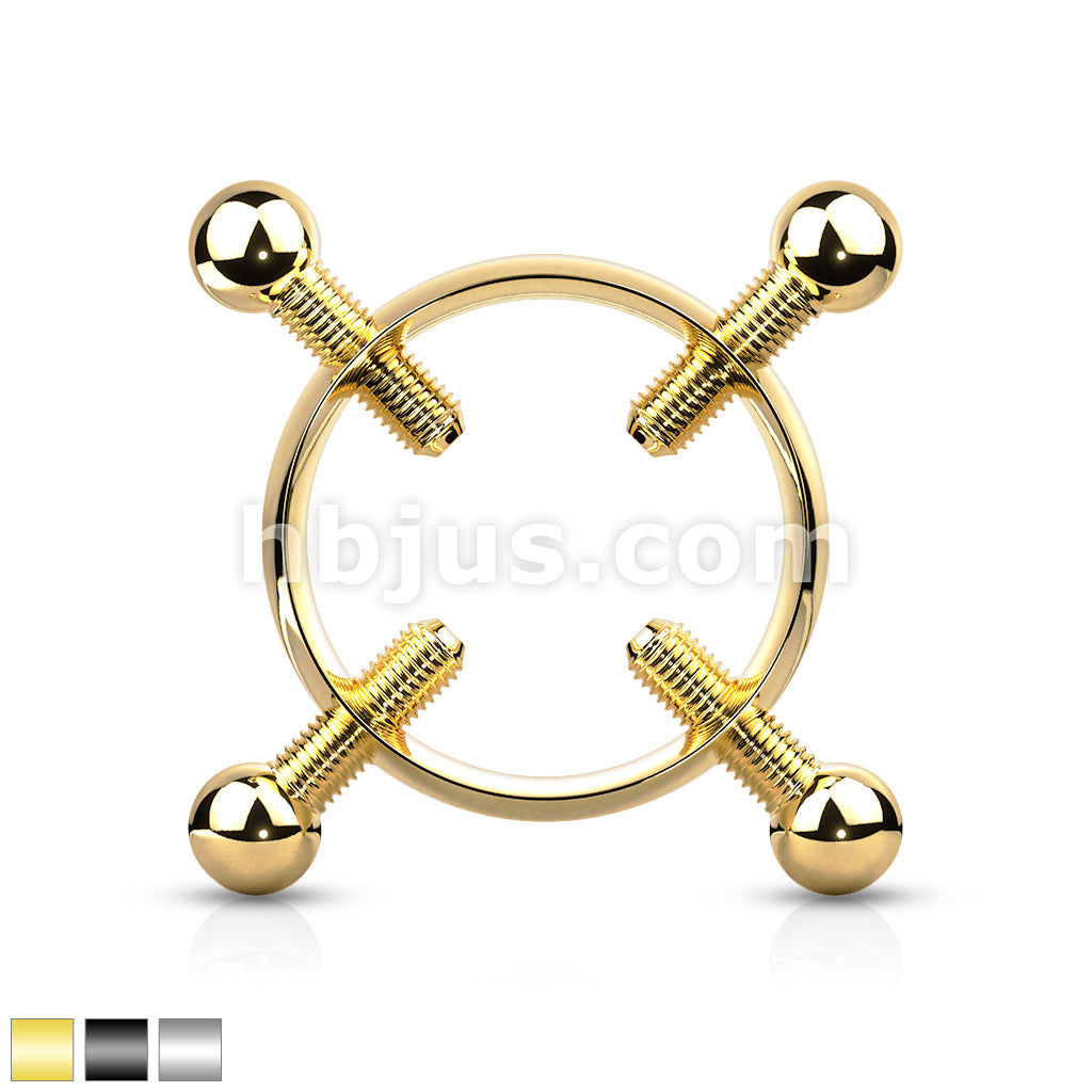 Non PiercingAdjustible Nipple Clamp with 4 Screws 316L Surgical Steel - Image 2