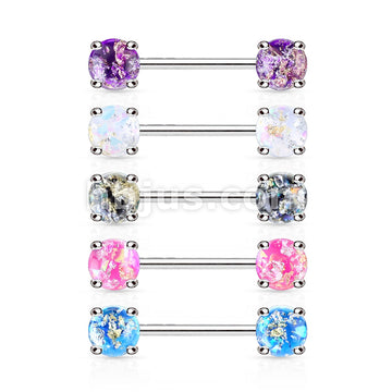 316L Surgical Steel Lava Glitter Prong Set 316L Surgical Steel Nipple... - Image 9