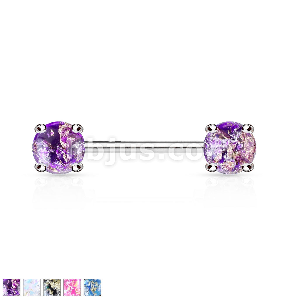 316L Surgical Steel Lava Glitter Prong Set 316L Surgical Steel Nipple... - Image 2