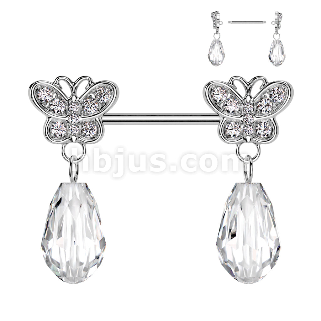 316L Surgical Steel 316L Surgical Steel Nipple Barbell With CZ Pave... - Image 2