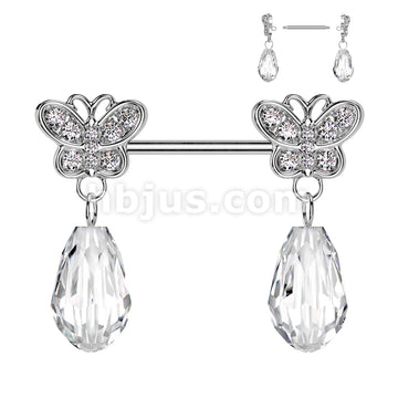 316L Surgical Steel 316L Surgical Steel Nipple Barbell With CZ Pave... - Image 2