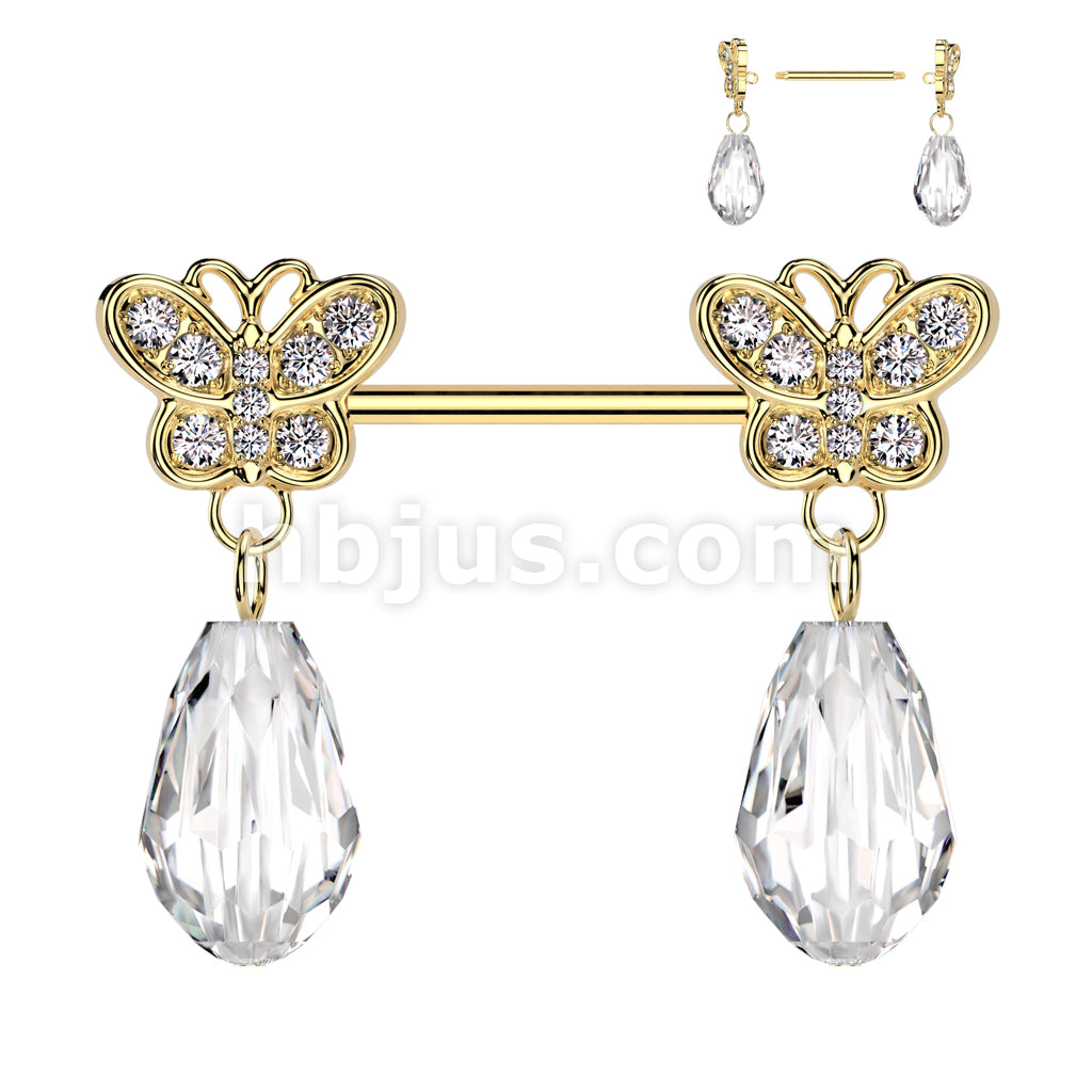 316L Surgical Steel 316L Surgical Steel Nipple Barbell With CZ Pave... - Image 3