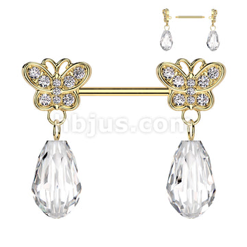 316L Surgical Steel 316L Surgical Steel Nipple Barbell With CZ Pave... - Image 3