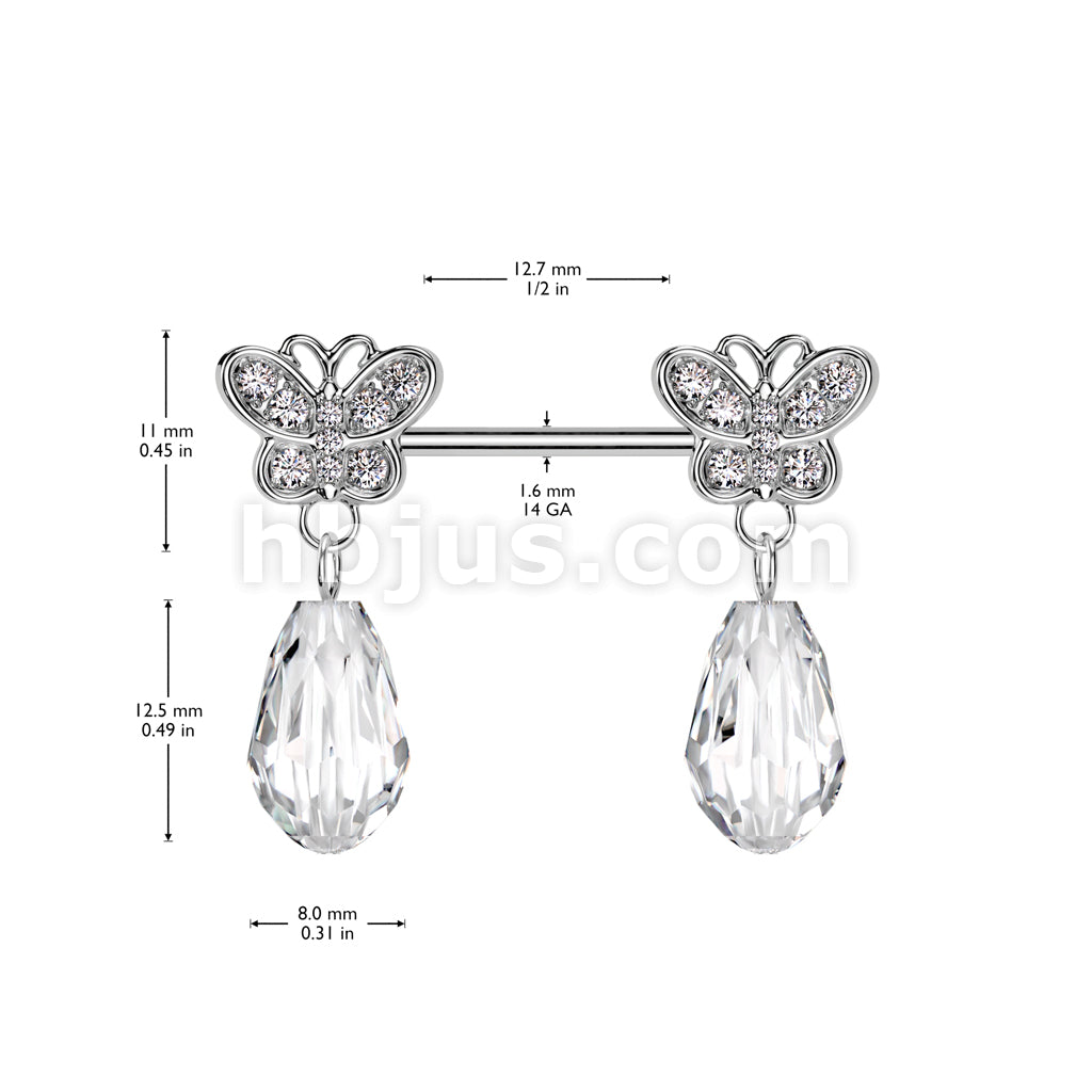 316L Surgical Steel 316L Surgical Steel Nipple Barbell With CZ Pave... - Image 4