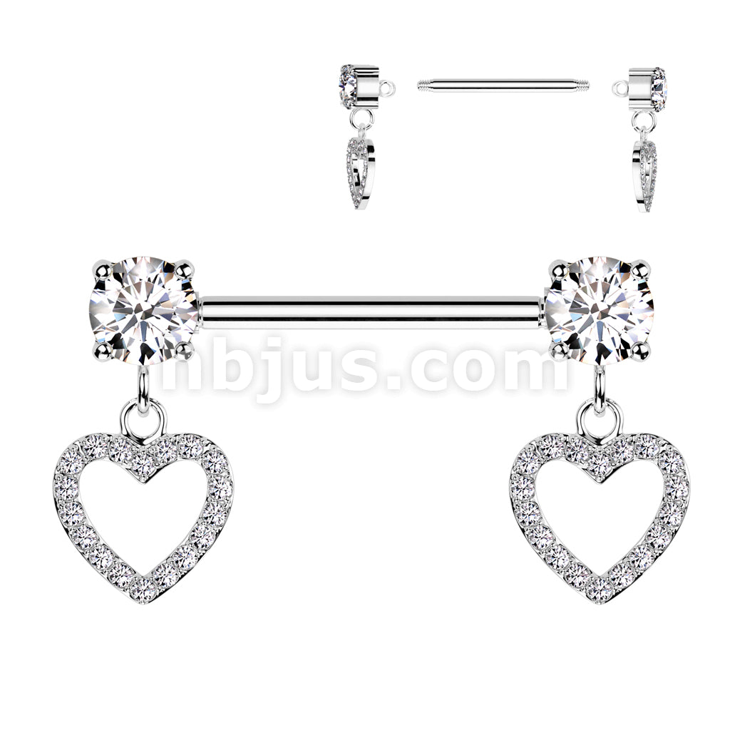 316L Surgical Steel 316L Surgical Steel Nipple Barbell With Round Prong... - Image 2