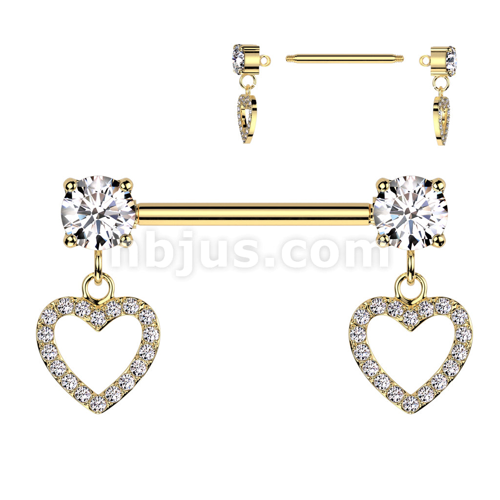 316L Surgical Steel 316L Surgical Steel Nipple Barbell With Round Prong... - Image 3
