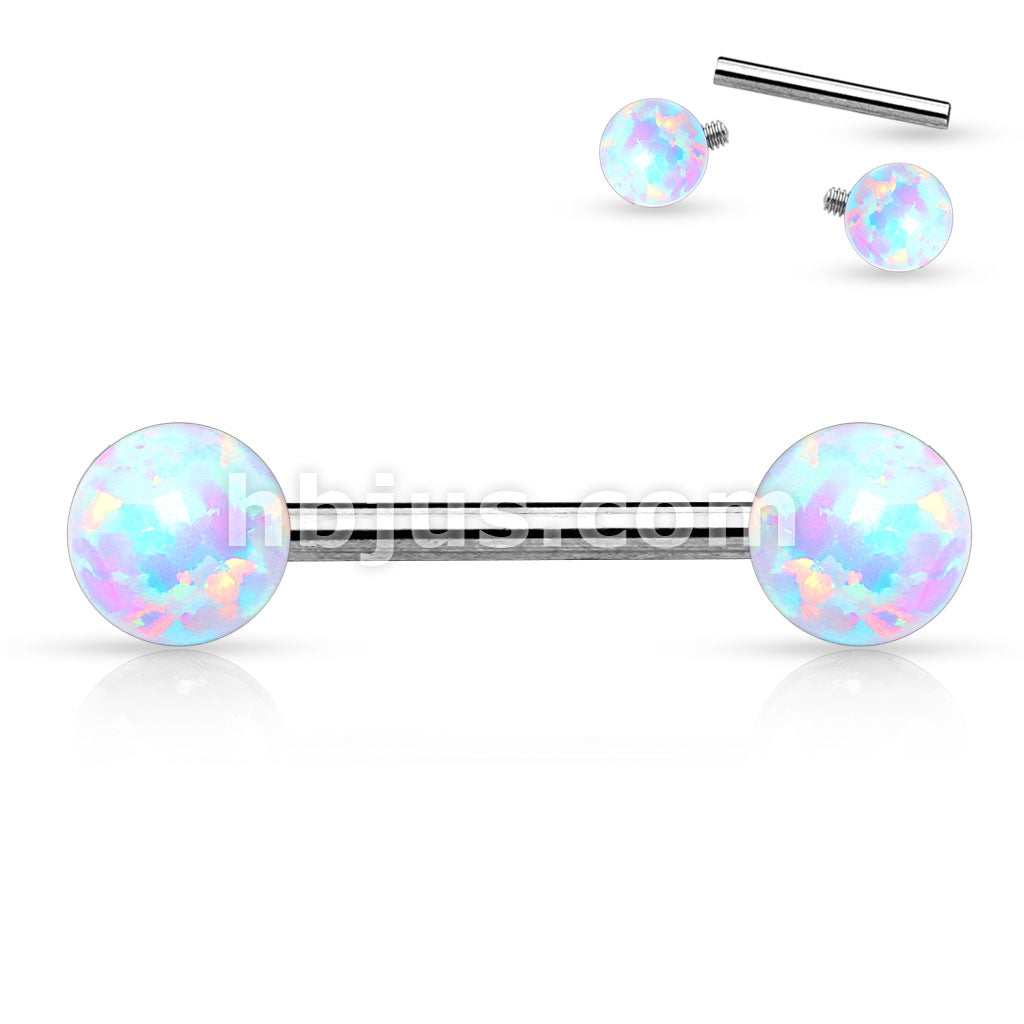 14 gauge Internally Threaded Opal Balls on Both sides 316L Surgical... - Image 3