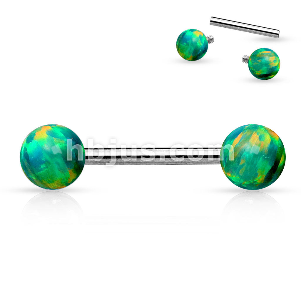 14 gauge Internally Threaded Opal Balls on Both sides 316L Surgical... - Image 4