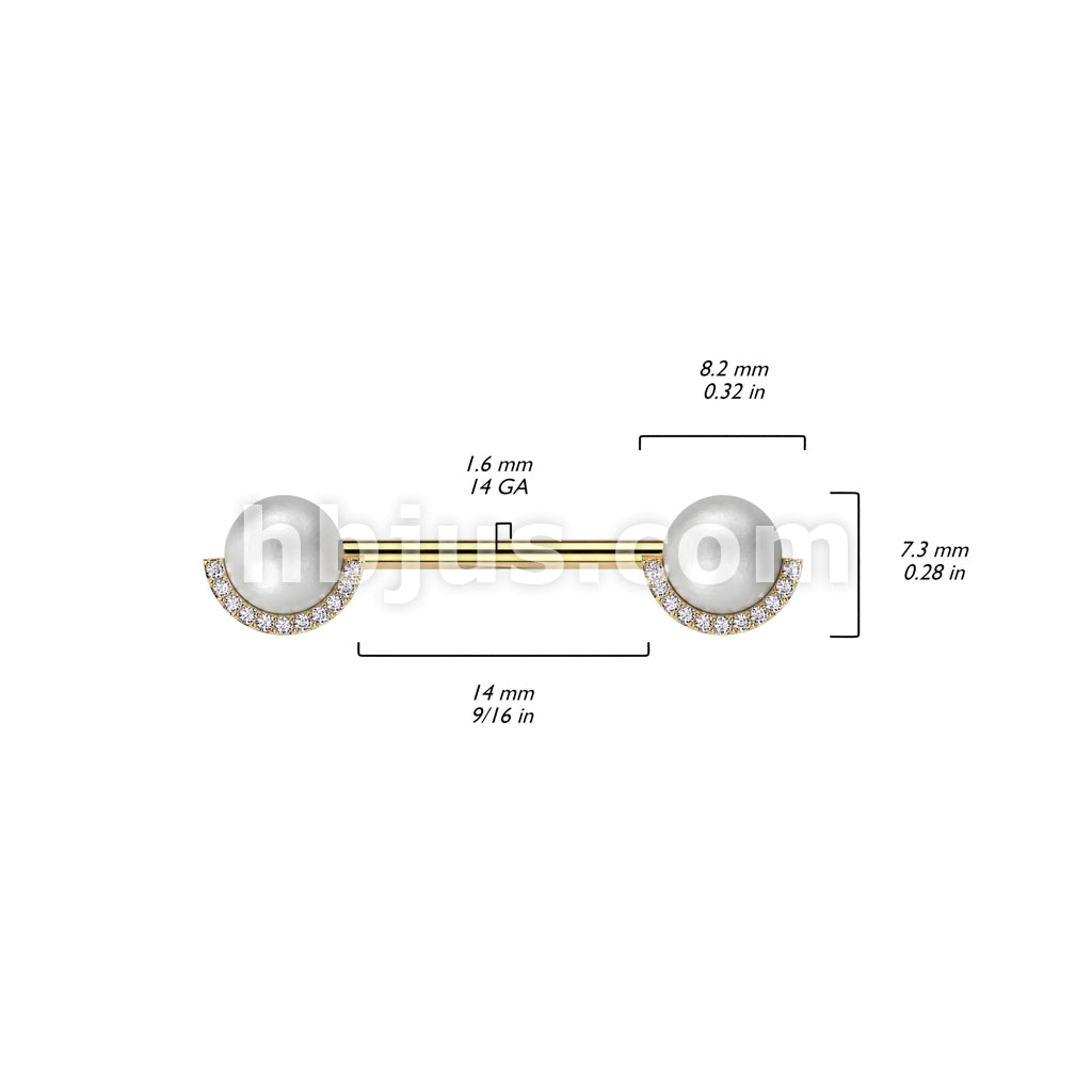 316L Surgical Steel 316L Surgical Steel Nipple Barbell With Pearl and... - Image 4