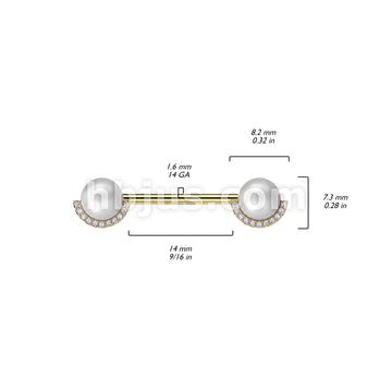 316L Surgical Steel 316L Surgical Steel Nipple Barbell With Pearl and... - Image 4