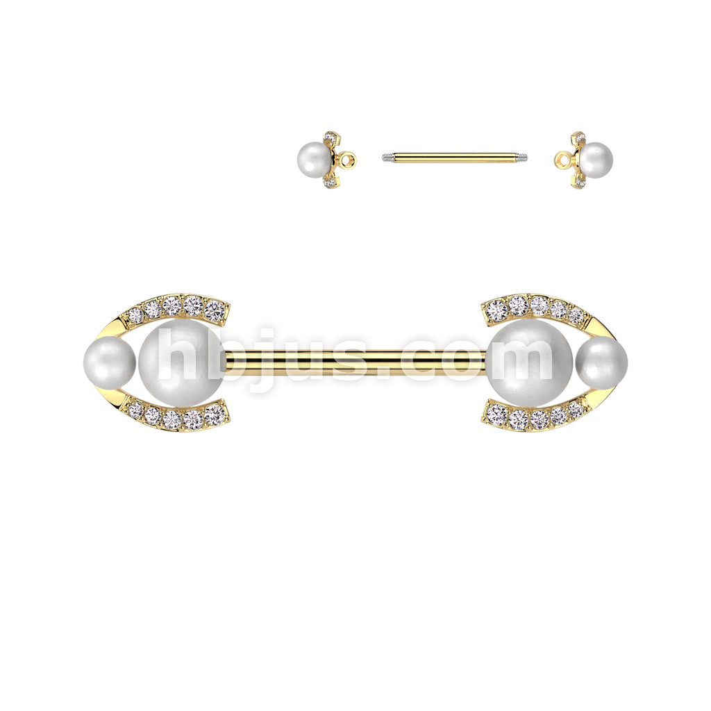 316L Surgical Steel 316L Surgical Steel Nipple Barbell With Double... - Image 2