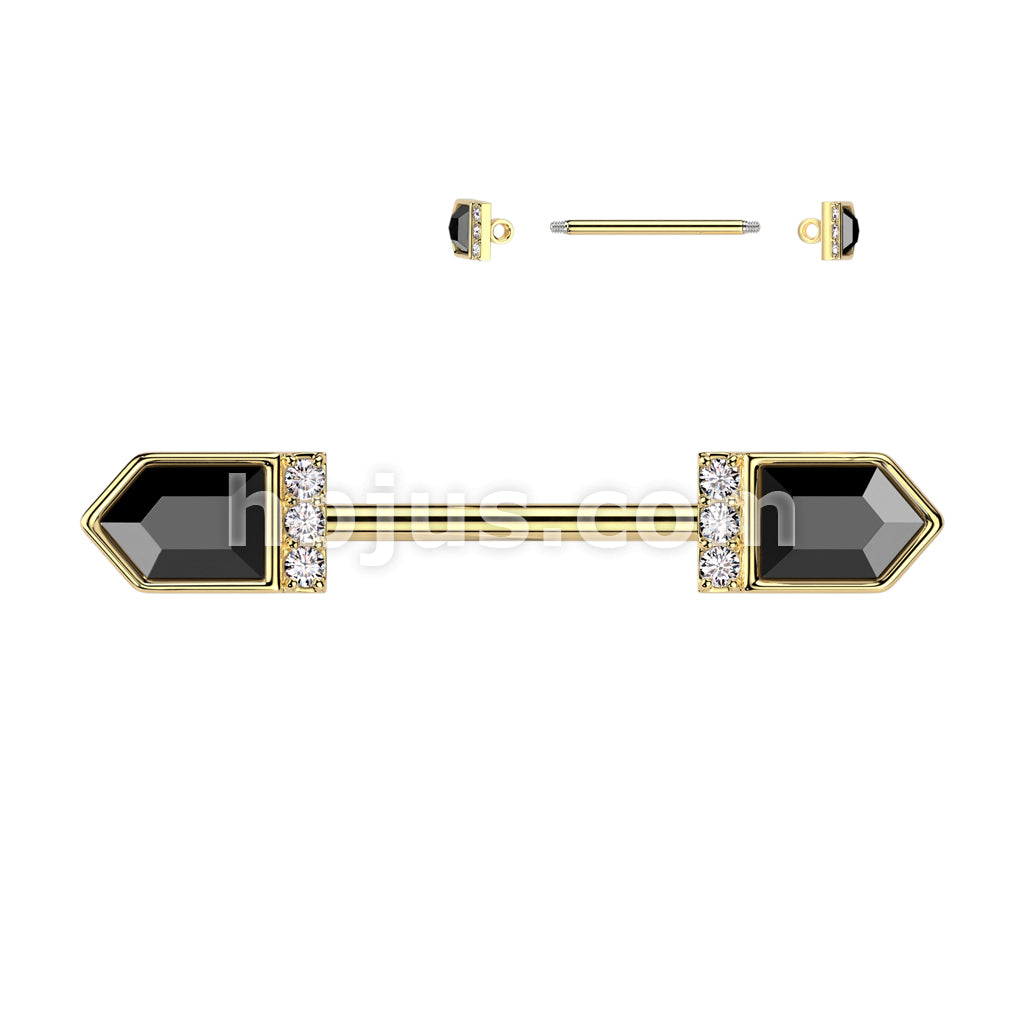 316L Surgical Steel 316L Surgical Steel Nipple Barbell With Black... - Image 2