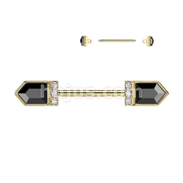 316L Surgical Steel 316L Surgical Steel Nipple Barbell With Black... - Image 2
