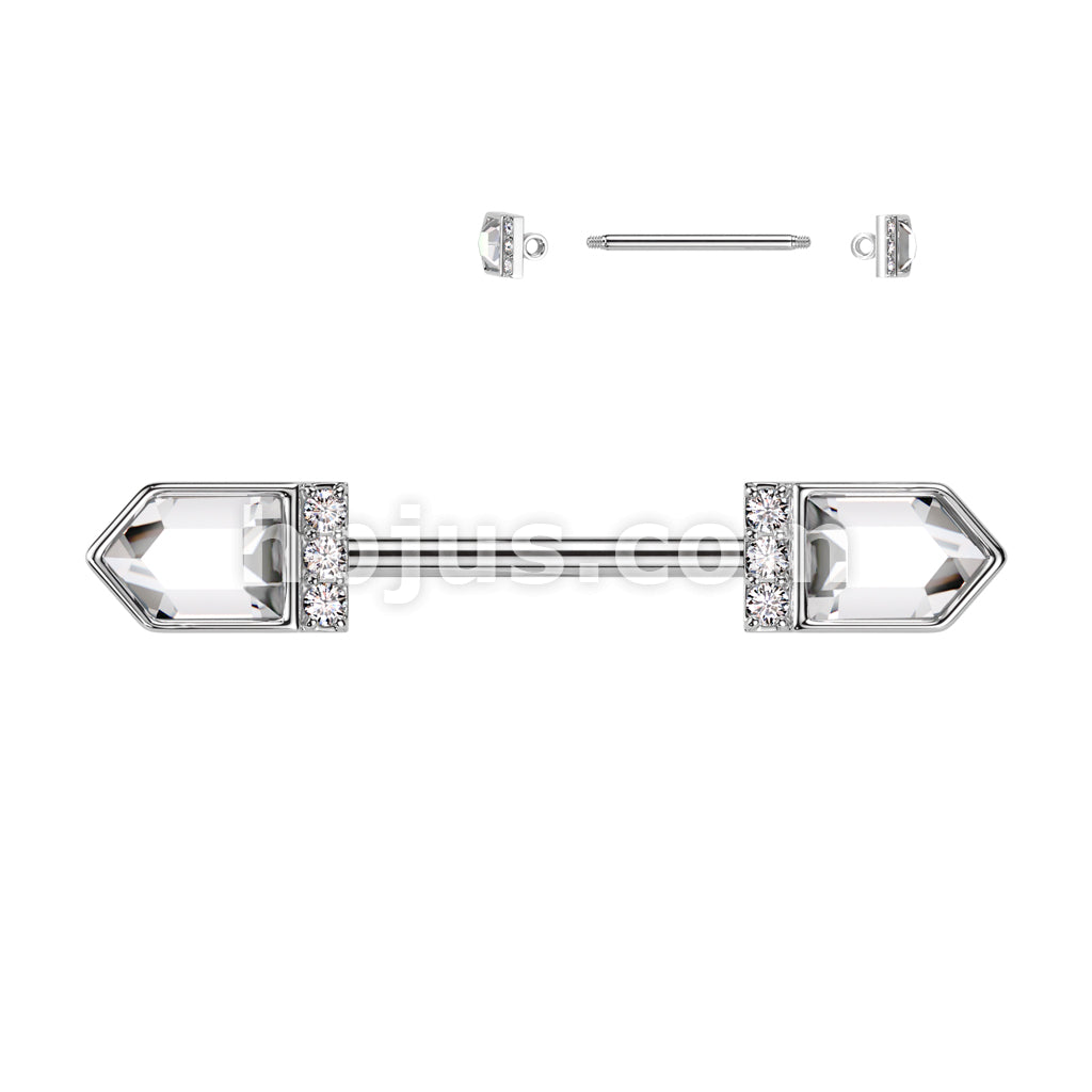 316L Surgical Steel 316L Surgical Steel Nipple Barbell With Black... - Image 3