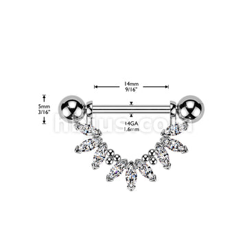 316L Surgical Steel 316L Nipple Barbell With Marquise CZ Fan Dangle - Image 4