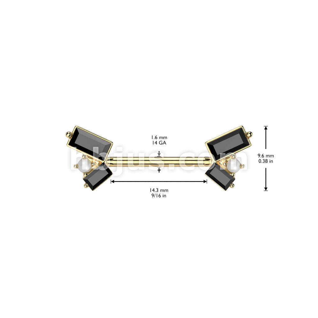 316L Surgical Steel 316L Surgical Steel Nipple Barbell With 2 Black... - Image 4
