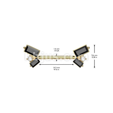 316L Surgical Steel 316L Surgical Steel Nipple Barbell With 2 Black... - Image 4