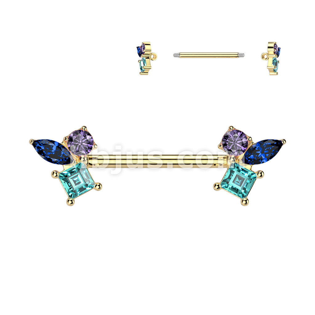 316L Surgical Steel 316L Surgical Steel Nipple Barbell With Different... - Image 2