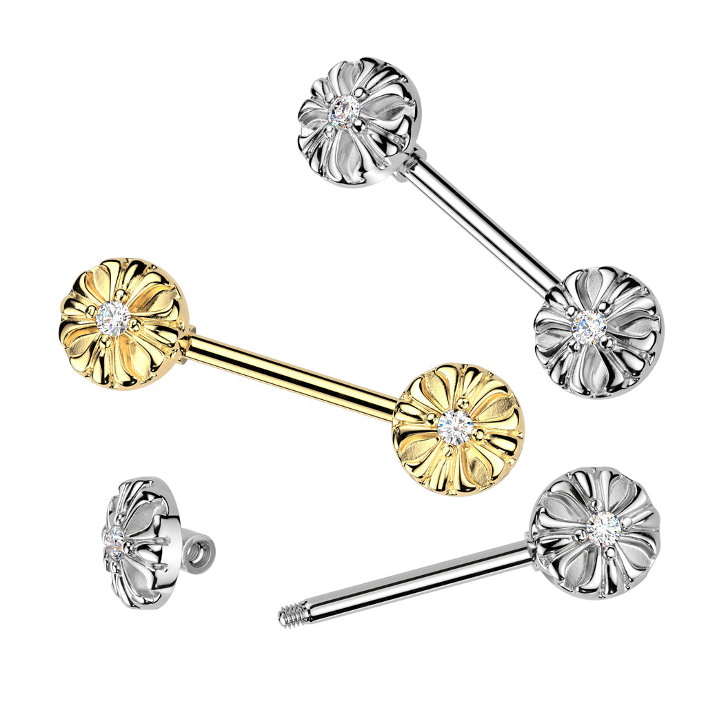 316L Surgical Steel 316L Surgical Steel Nipple Barbell With CZ Celtic...