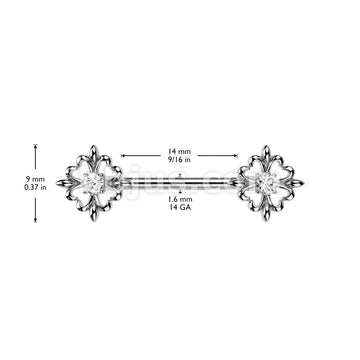 316L Surgical Steel 316L Surgical Steel Nipple Barbell With CZ Fleur De... - Image 4