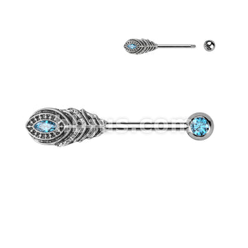 316L Surgical Steel 316L Surgical Steel Nipple Barbell With Feather and... - Image 5