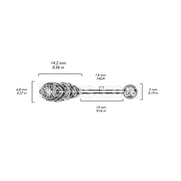 316L Surgical Steel 316L Surgical Steel Nipple Barbell With Feather and... - Image 6