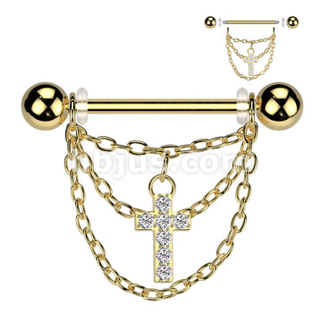 316L Surgical Steel 316L Surgical Steel Nipple Barbell With Triple... - Image 2