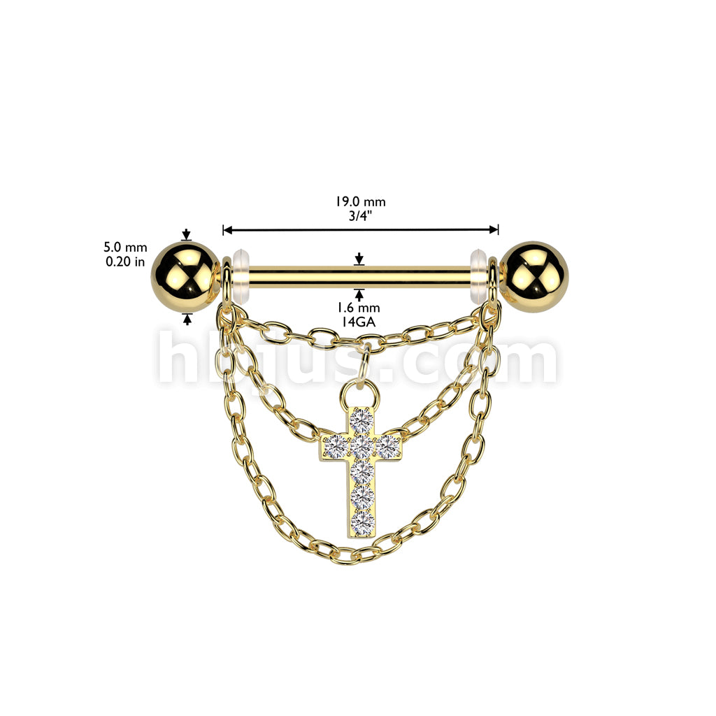 316L Surgical Steel 316L Surgical Steel Nipple Barbell With Triple... - Image 4
