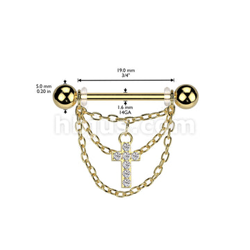 316L Surgical Steel 316L Surgical Steel Nipple Barbell With Triple... - Image 4