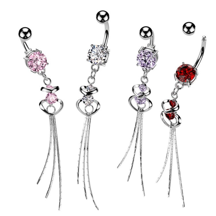 316L Surgical Steel 316L Surgical Steel CZ Centered Double Hearts With...