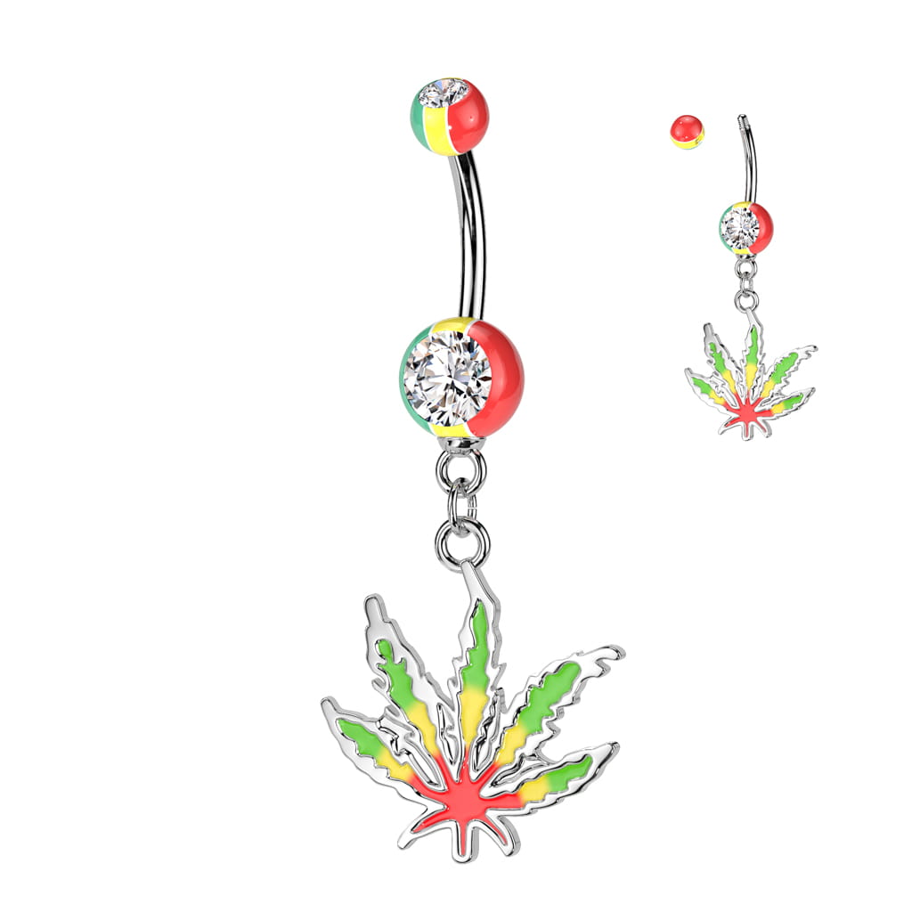 316L Surgical Steel 316L Surgical Steel Jamaican Pot Leaf With Jamaican...