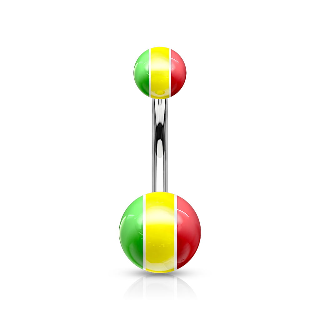 316L Surgical Steel Navel Ring w/ Acrylic Stripe