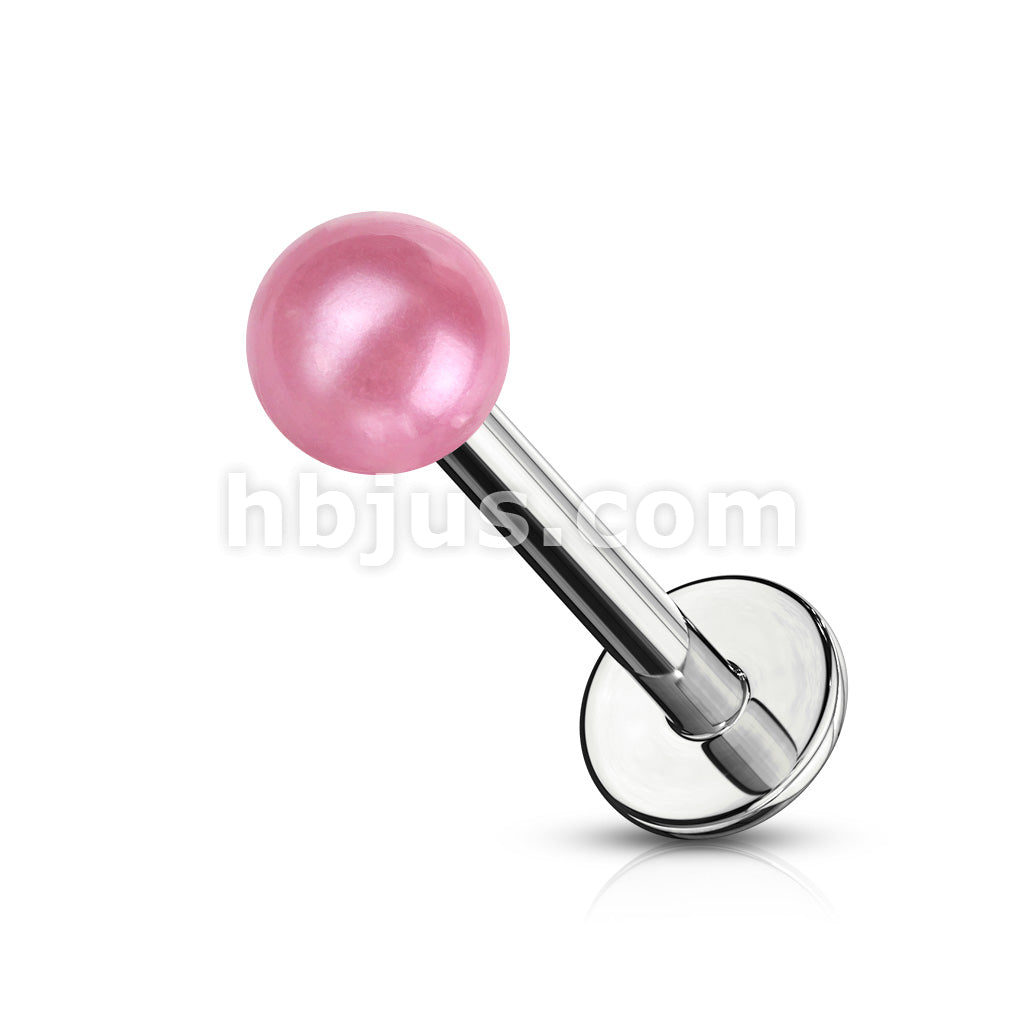 Pearlish Coat Acrylic Balls 316L Surgical Steel Labret Monroe - Image 2