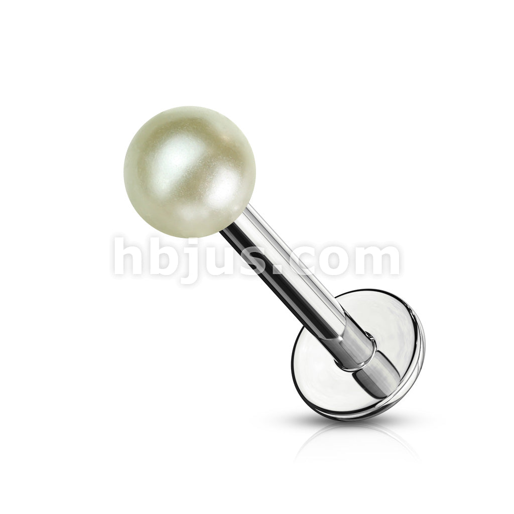 Pearlish Coat Acrylic Balls 316L Surgical Steel Labret Monroe - Image 3