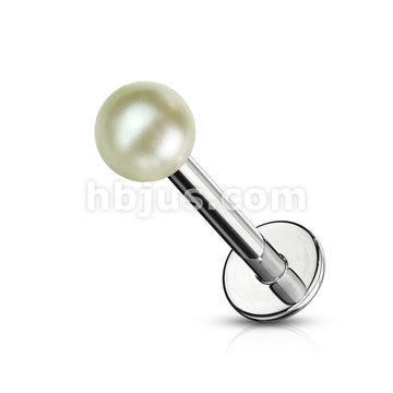 Pearlish Coat Acrylic Balls 316L Surgical Steel Labret Monroe - Image 3