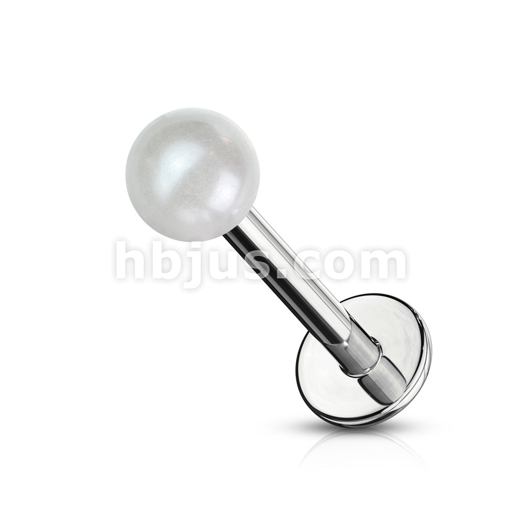 Pearlish Coat Acrylic Balls 316L Surgical Steel Labret Monroe - Image 4