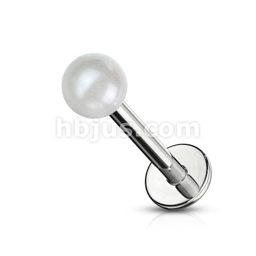 Pearlish Coat Acrylic Balls 316L Surgical Steel Labret Monroe - Image 4