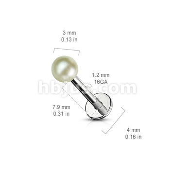 Pearlish Coat Acrylic Balls 316L Surgical Steel Labret Monroe - Image 5