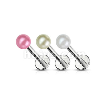 Pearlish Coat Acrylic Balls 316L Surgical Steel Labret Monroe - Image 6