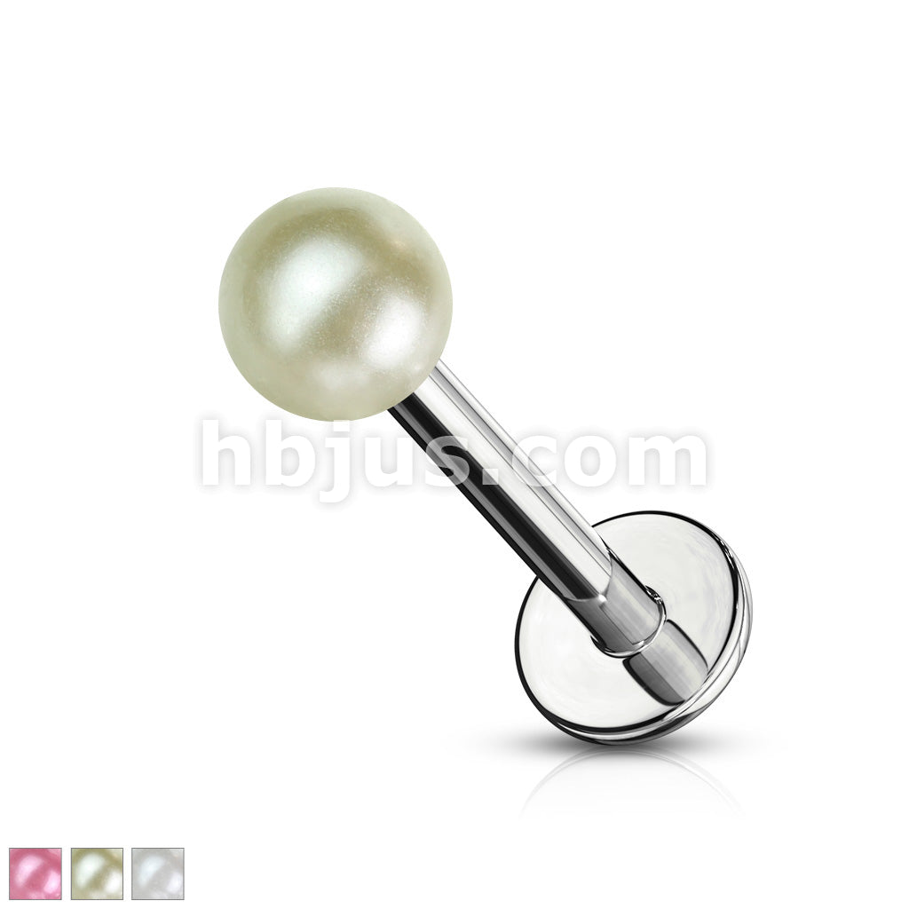 Pearlish Coat Acrylic Balls 316L Surgical Steel Labret Monroe