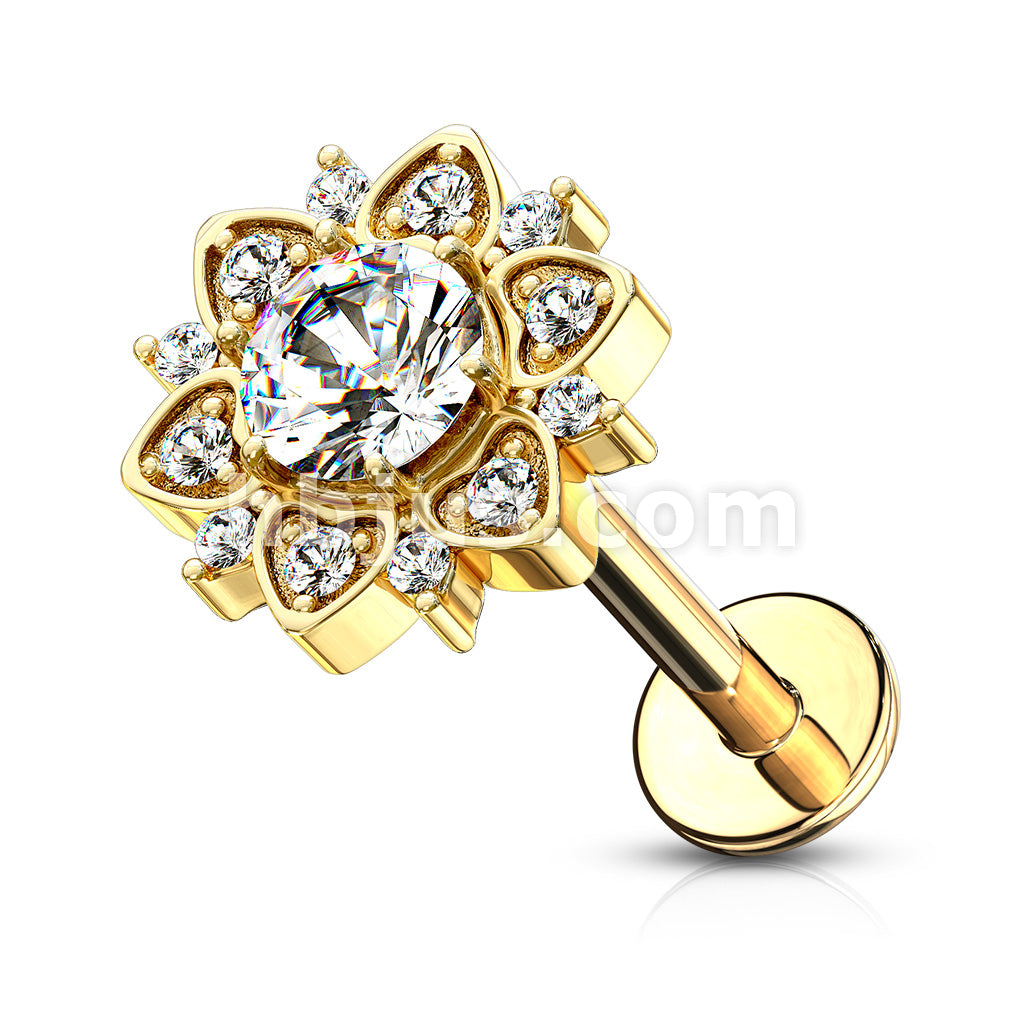Paved CZ Flower With Round CZ Center Internally Threaded 316L Surgical... - Image 4