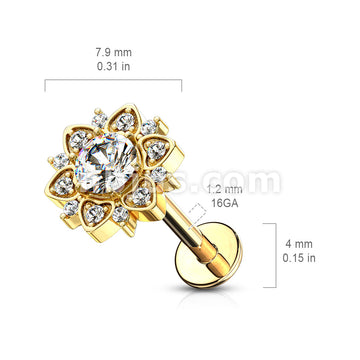 Paved CZ Flower With Round CZ Center Internally Threaded 316L Surgical... - Image 6