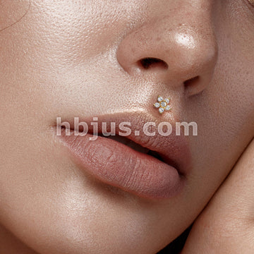 Double Tiered 6 CZ Flower Top Internally Threaded 316L Surgical Steel... - Image 8