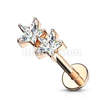 Twin CZ Star Top Internally Threaded 316L Surgical Steel Flat Back... - Image 6