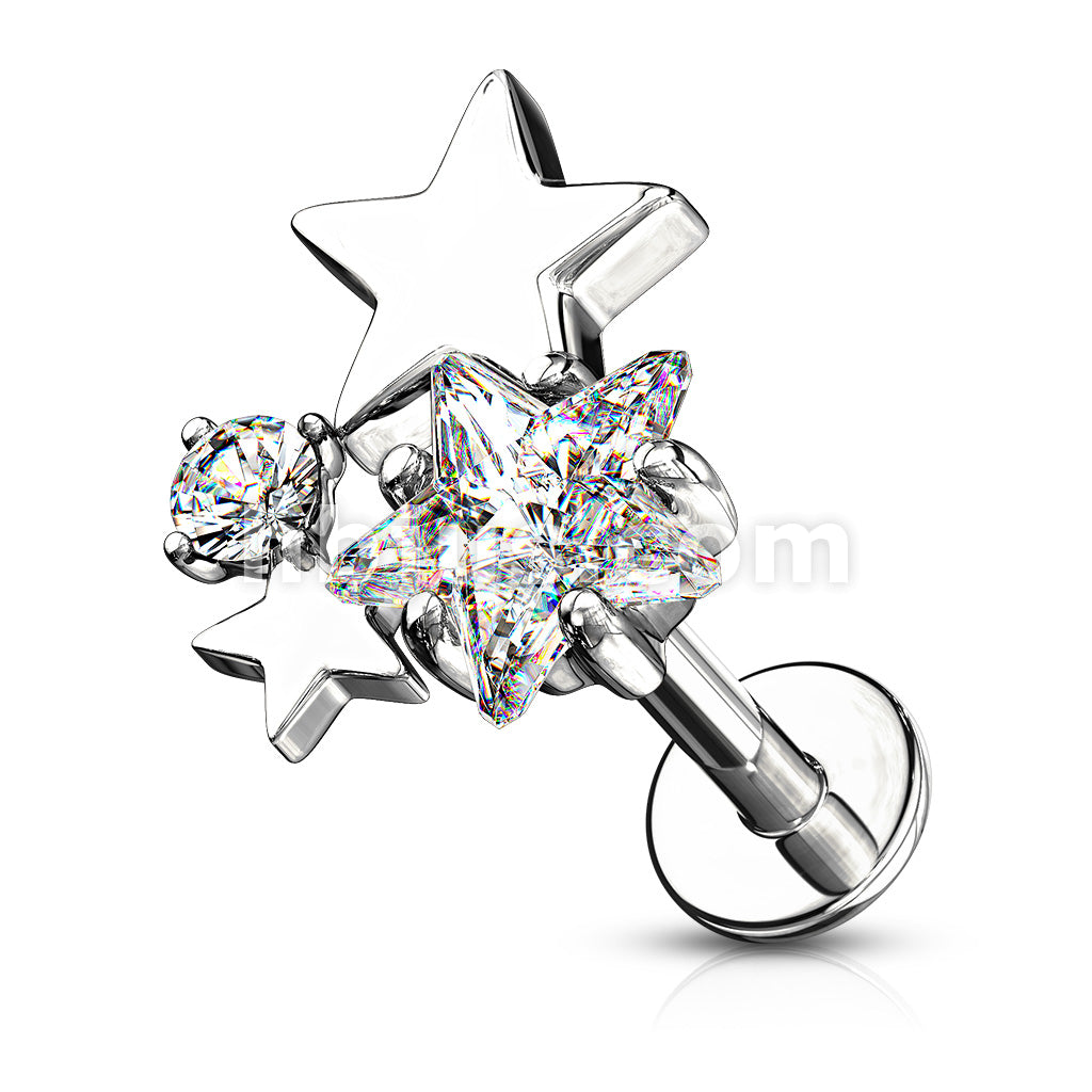Cluster CZ Star Top Internally Threaded 316L Surgical Steel Flat Back... - Image 3