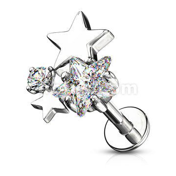 Cluster CZ Star Top Internally Threaded 316L Surgical Steel Flat Back... - Image 3