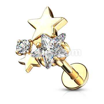 Cluster CZ Star Top Internally Threaded 316L Surgical Steel Flat Back... - Image 4